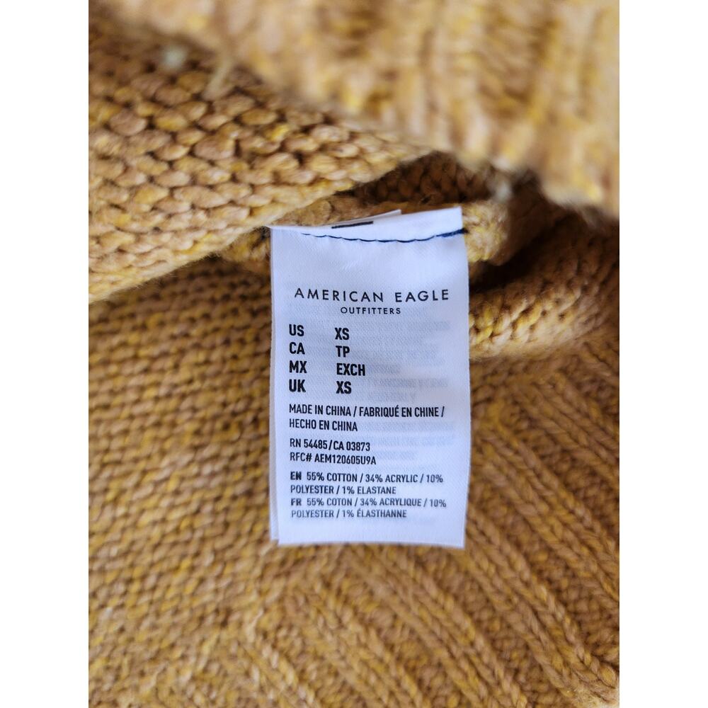 American Eagle Outfitters XS Yellow Nordic Pattern Mock Neck Sweater Fair Isle - Picture 4 of 7